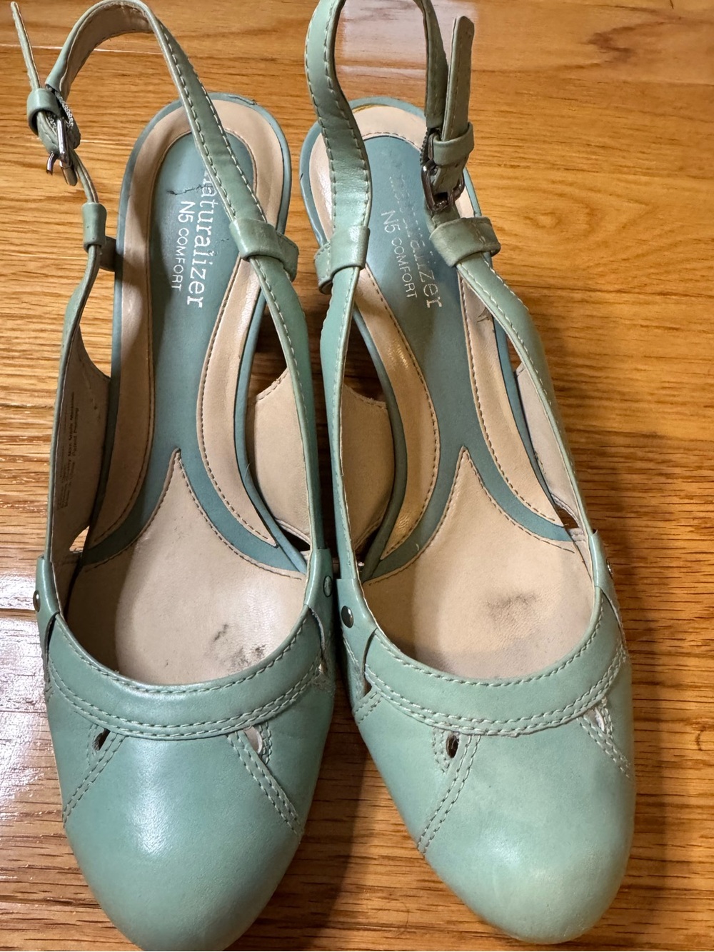 Naturalizer Mint Green Slingback Clogs - Women's Comfortable Heels size 9W wide